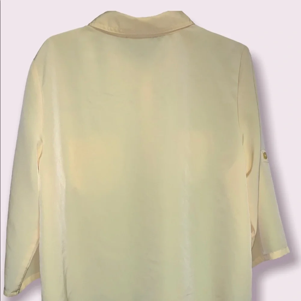 Bright yellow Susan Graver button down blouse (size L) - Picture 3 of 11